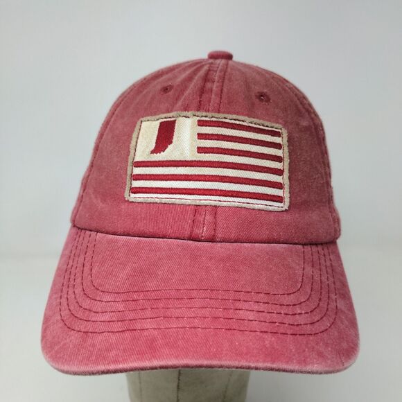 Home Free Men's Slideback Hat Red OSFM Indiana Flag Embroidered Logo - Picture 3 of 11